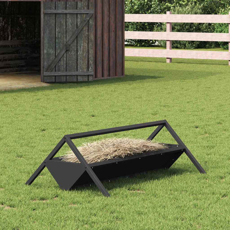 Vidaxl voederbak voor vee zwart 111 x 76 x 38 cm koudgewalst staal