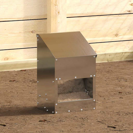 Vidaxl kip voerbak zilver 21 x 16 x 33 cm gegalvaniseerd staal