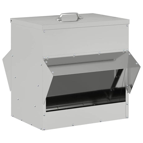 Vidaxl kip voerbak zilver 40,5 x 45 x 41 cm gegalvaniseerd staal