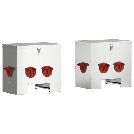 Vidaxl kip voerbak 2 pcs zilver 40,5 x 25 x 38 cm gegalvaniseerd staal