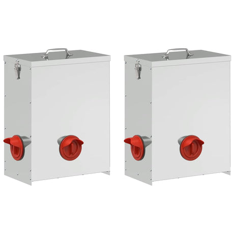 Vidaxl kip voerbak 2 pcs zilver 32,5 x 20,5 x 43 cm