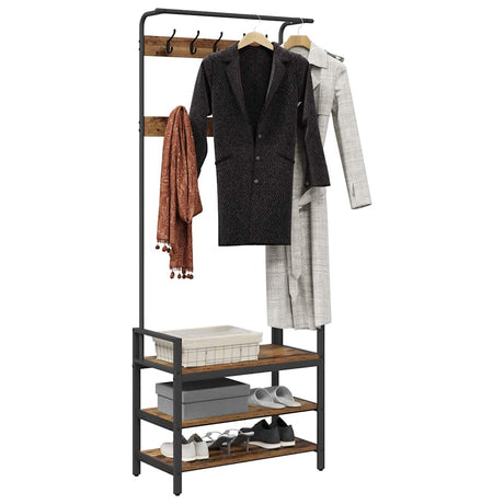 Vidaxl kapstok met plank oudhout 75 x 34 x 184 cm bewerkt hout