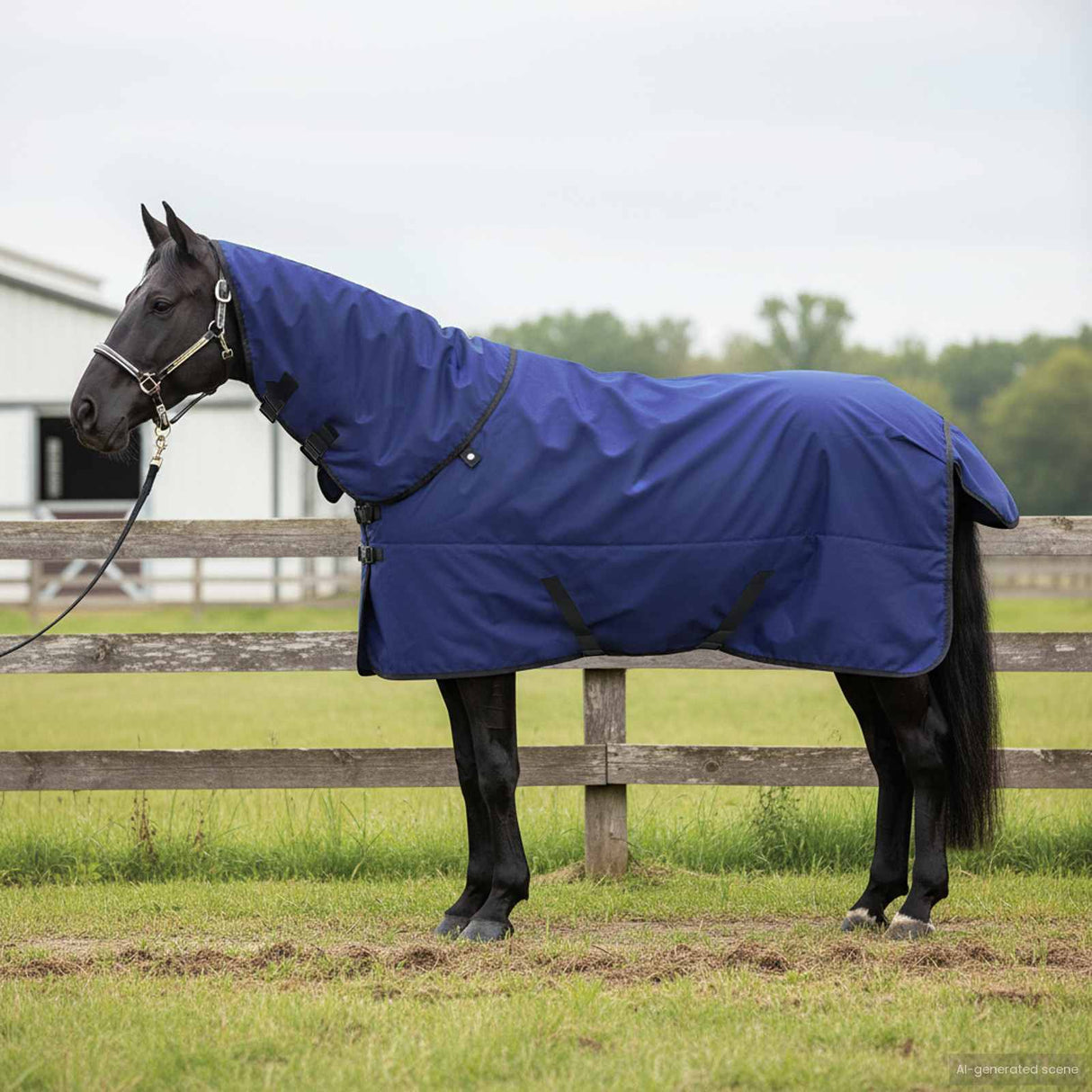 Vidaxl paardendeken donkergroen en zwart 145 cm polyester