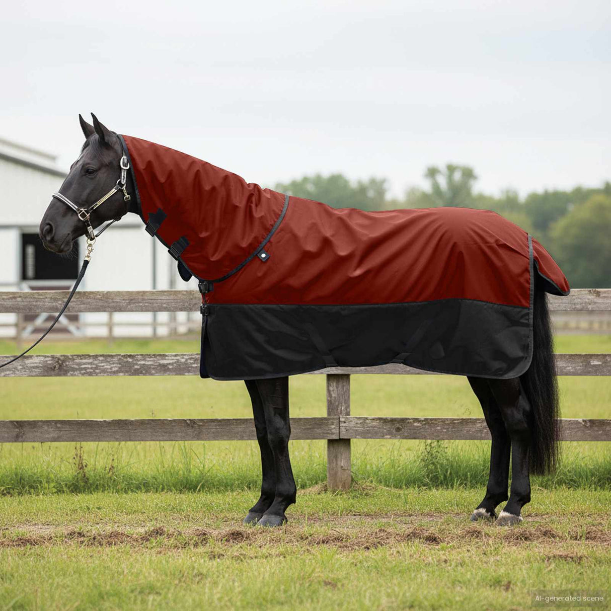 Vidaxl paardendeken donkergroen en zwart 125 cm polyester