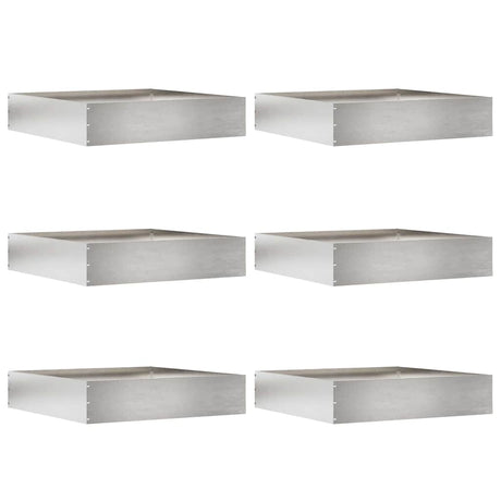 Vidaxl tuinrand 6 pcs zilver 60 x 60 x 13 cm roestvrij staal