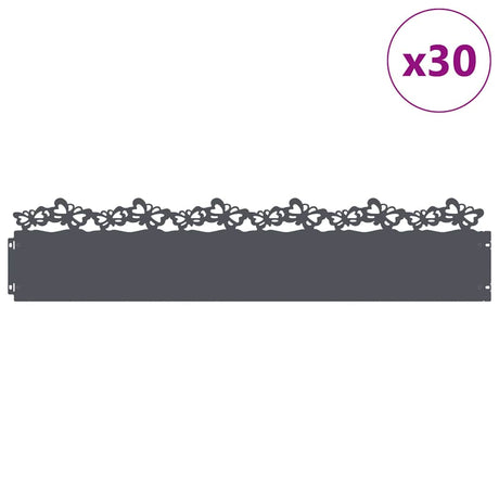 Vidaxl gazonranden 30 pcs antraciet 103 x 0,05 x 22 cm staal
