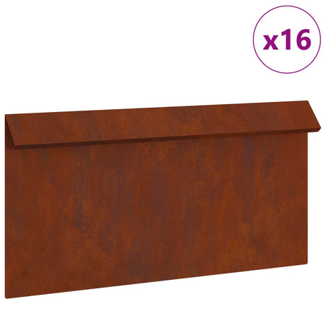 Vidaxl slakkenhekje 16 pcs roestig 50 x 3,5 x 25 cm cortenstaal