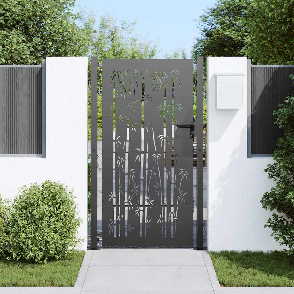 Vidaxl tuinpoort met slot zwart 110 x 205 cm gepoedercoat staal