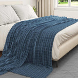 Vidaxl gooi deken marineblauw 270 x 240 cm fleece