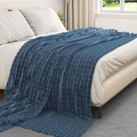 Vidaxl gooi deken marineblauw 270 x 240 cm fleece