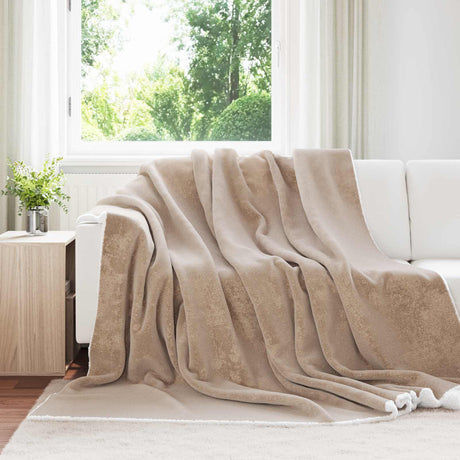 Vidaxl gooi deken kameel 240 x 270 cm fleece