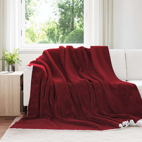 Vidaxl gooi deken bordeaux rood 220 x 240 cm fleece