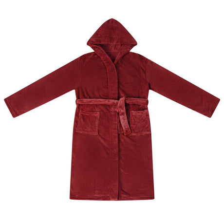 Vidaxl badjas hoodie bordeaux rood m flanel