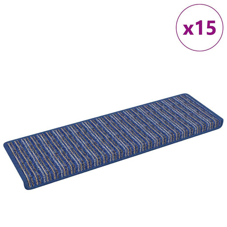 Vidaxl zelfklevende trapmatten gestreept 15 pcs blauw 65 x 21 x 4 cm