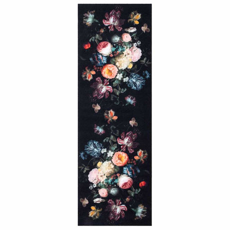 Vidaxl keuken vloerkleed zwart 180 x 60 cm fluweel