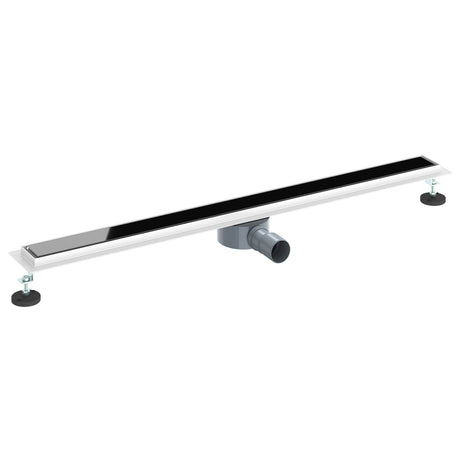Vidaxl doucheafvoer glasdeksel met 360° sifon zwart 100 cm