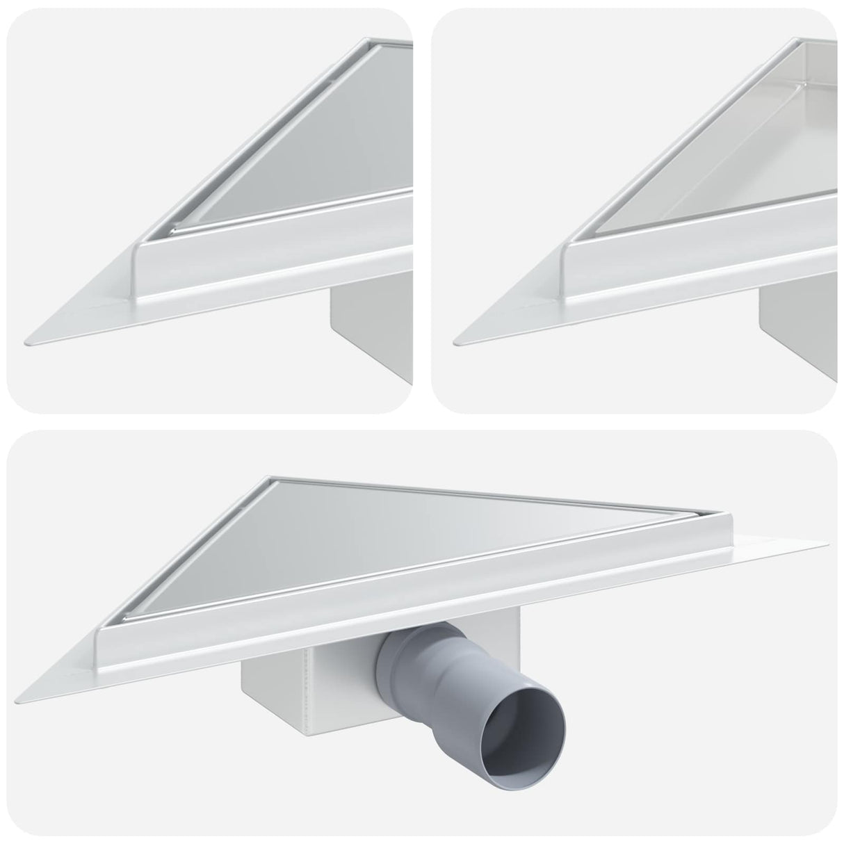 Vidaxl 2 in 1 driehoek doucheafvoer zilver 32 x 32 x 7,5 cm
