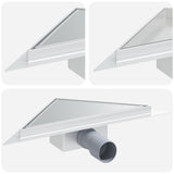 Vidaxl 2 in 1 driehoek doucheafvoer zilver 32 x 32 x 7,5 cm