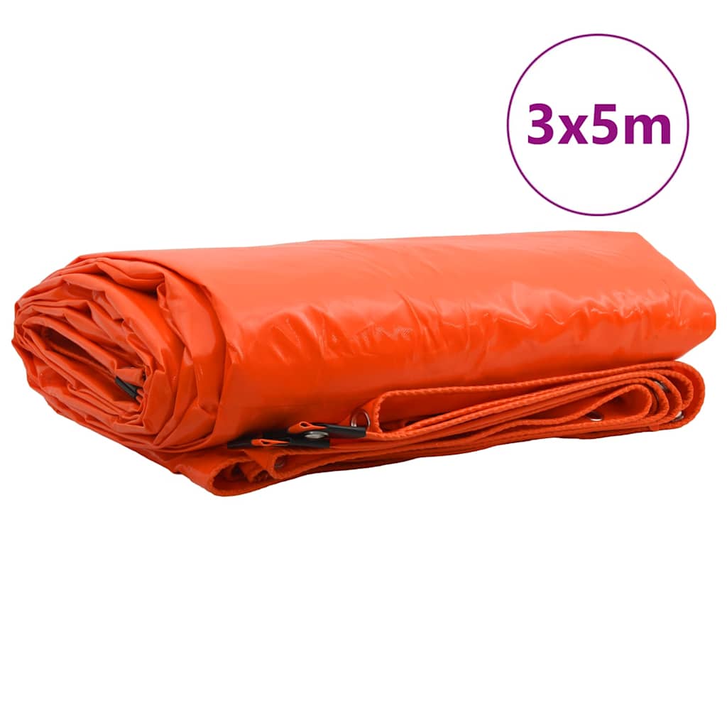 Vidaxl zeil 650g m² oranje 3 x 5 m canvas met pvc-coating