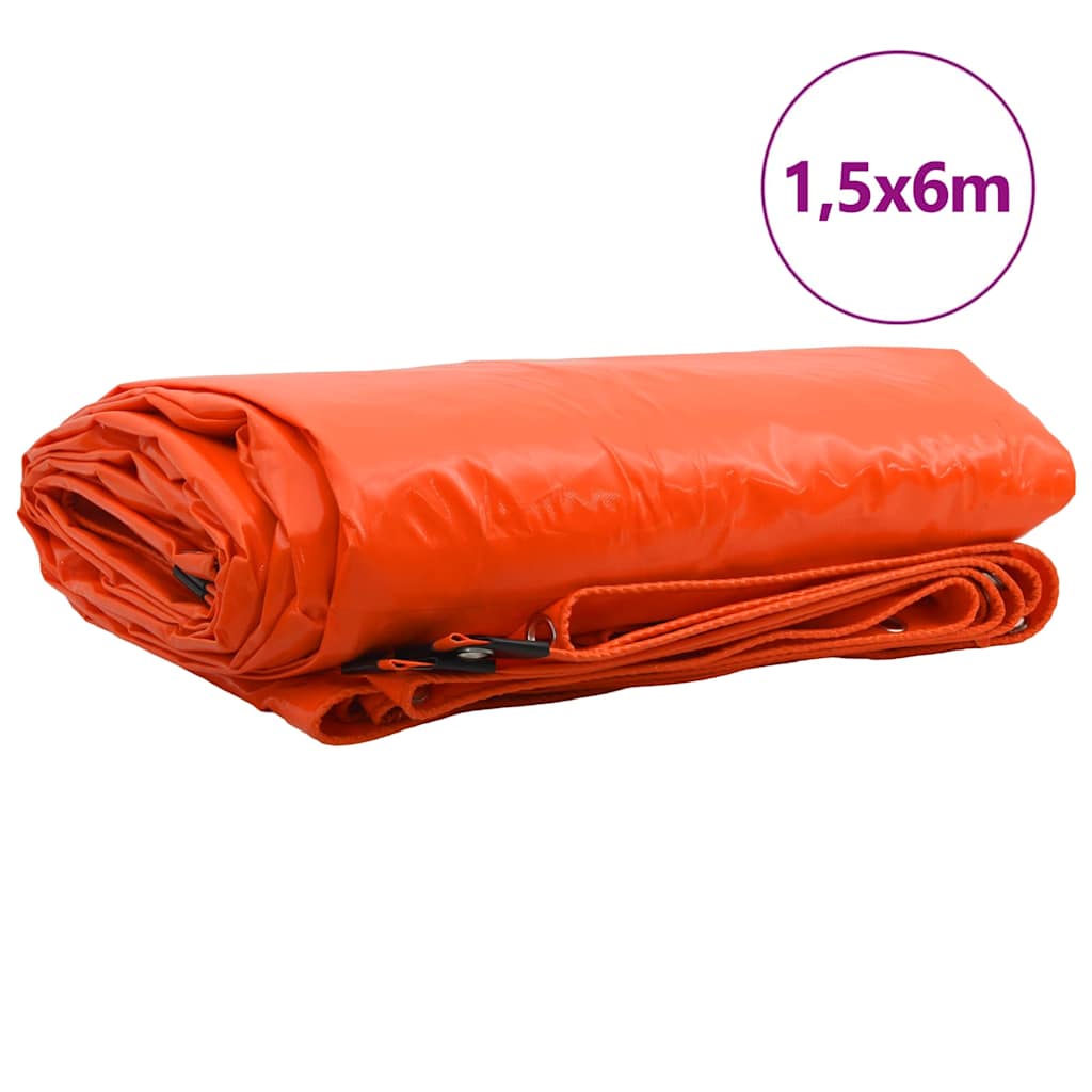 Vidaxl zeil 650g m² oranje 1,5 x 6 m canvas met pvc-coating