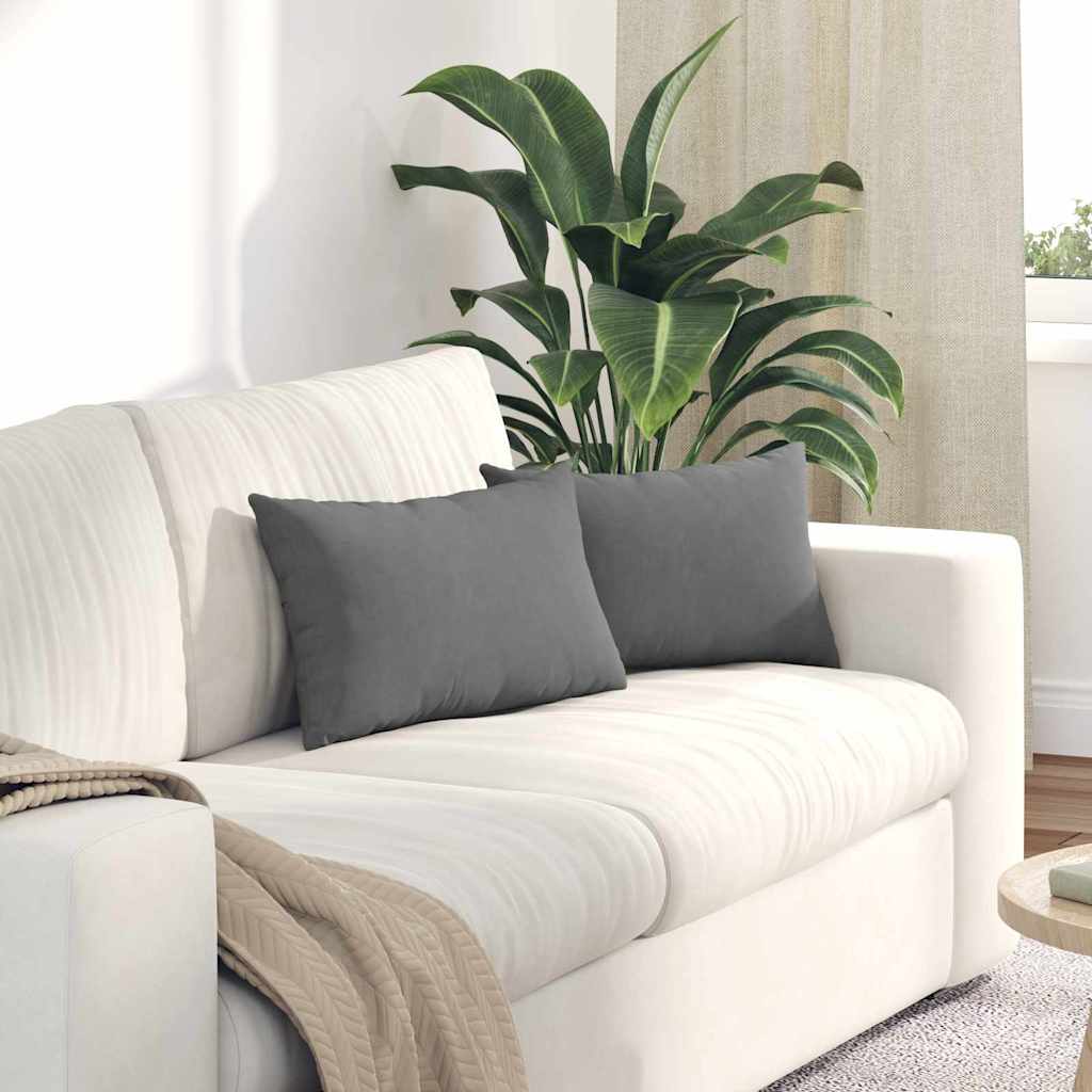 Vidaxl sofa kussens 2 stuks donkergrijs 50 x 30 cm stof
