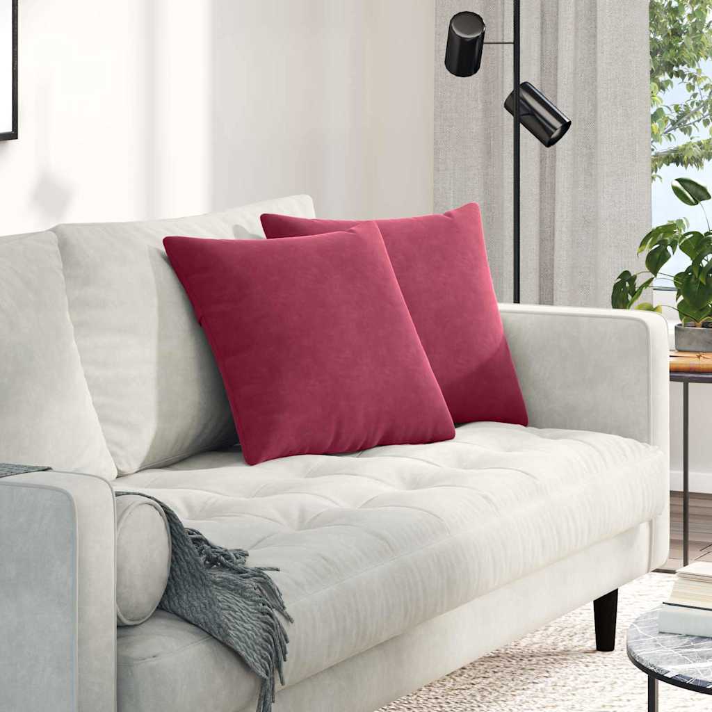 Vidaxl sofa kussens 2 stuks wijnrood 45 x 45 cm cordstof