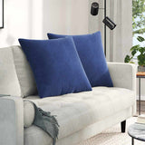 Vidaxl sofa kussens 2 stuks politieblauw 80 x 80 cm cordstof