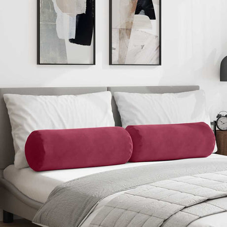 Vidaxl bolster kussens 2 stuks wijnrood ø 25 x 70 cm cordstof