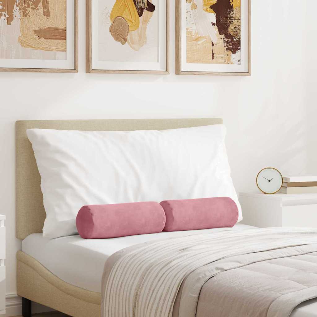 Vidaxl bolster kussens 2 stuks roze ø 15 x 40 cm cordstof