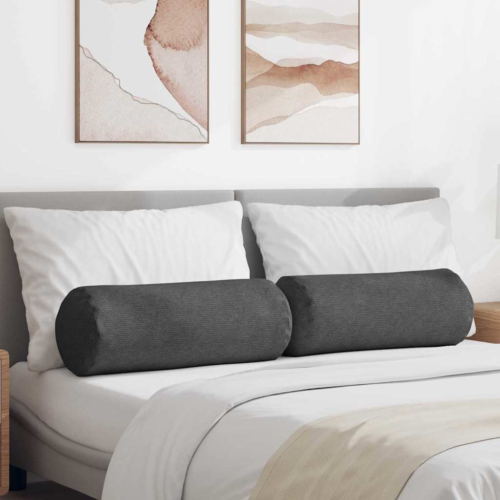 Vidaxl bolster kussens 2 stuks donkergrijs ø 25 x 70 cm cordstof