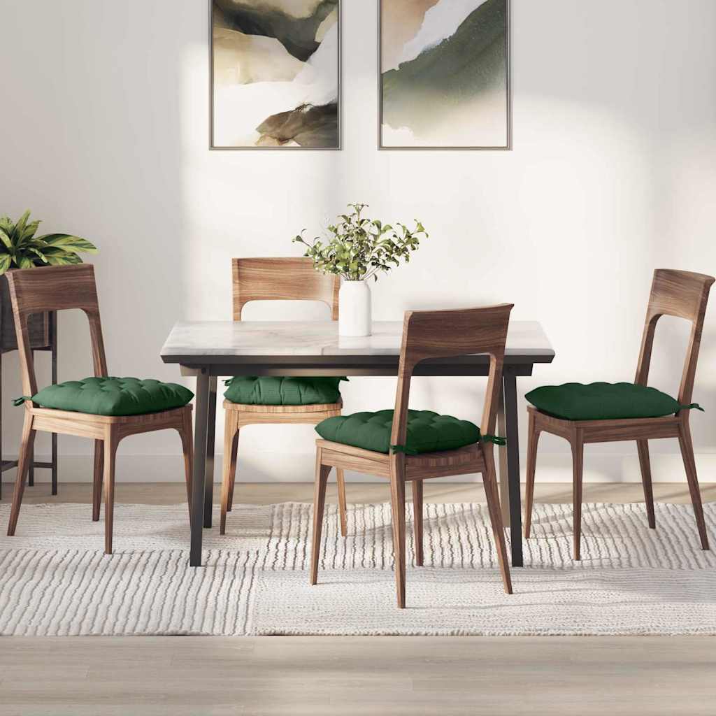 Vidaxl zitkussens 4 pcs donkergroen 40 x 40 x 6 cm katoen stof
