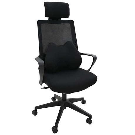 Vidaxl rugkussen met kussen zwart 40 x 32 x 13 cm polyester