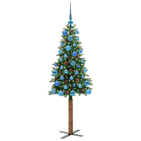 Vidaxl slanke kerstboom groen 150 cm pvc en massief dennenhout