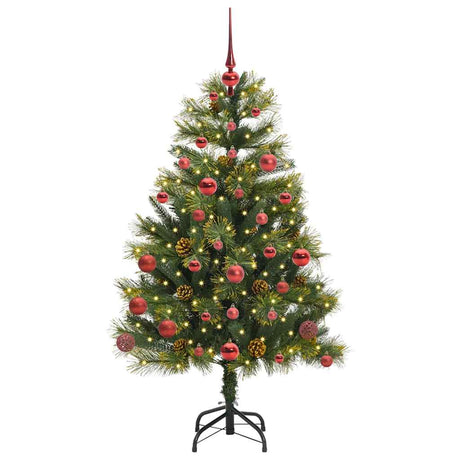 Vidaxl kunstmatige scharnier kerstboom met cones groen 150 cm