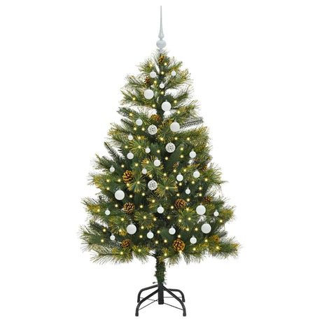 Vidaxl kunstmatige scharnier kerstboom met cones groen 150 cm
