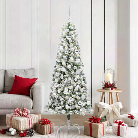 Vidaxl kunstmatige inklapbare kerstboom groen en wit 180 cm
