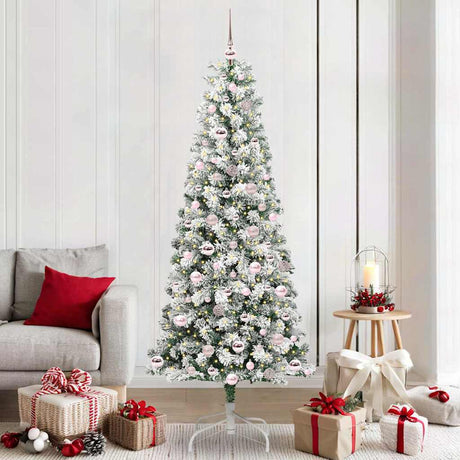 Vidaxl kunstmatige inklapbare kerstboom groen en wit 210 cm