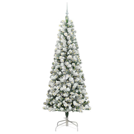 Vidaxl kunstmatige inklapbare kerstboom groen en wit 210 cm