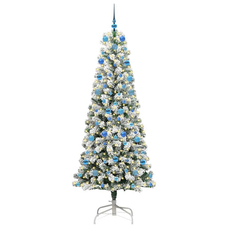 Vidaxl kunstmatige inklapbare kerstboom groen en wit 210 cm