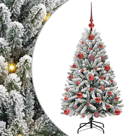 Vidaxl kunstkerstboom met 150 led groen en wit 120 cm pvc en metaal