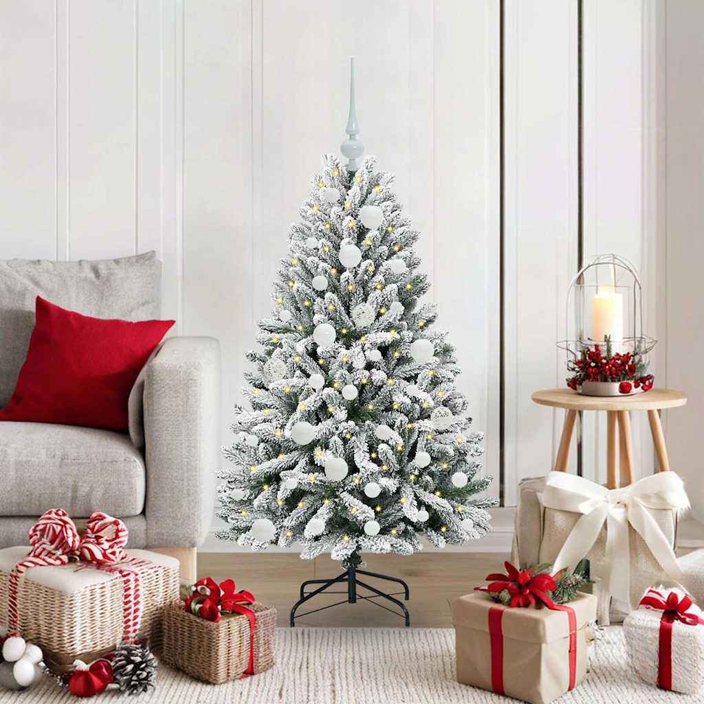 Vidaxl kunstkerstboom met 150 led groen en wit 120 cm pvc en metaal