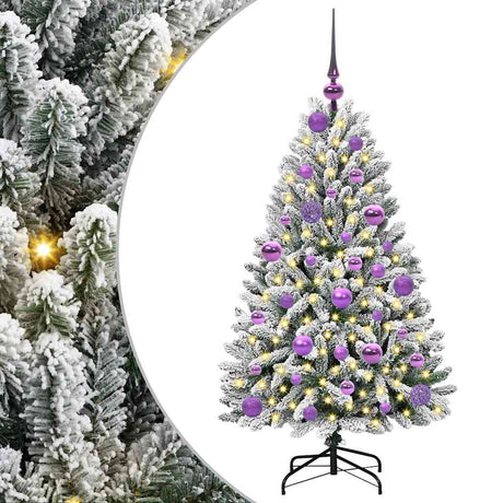 Vidaxl kunstkerstboom met 150 led groen en wit 120 cm pvc en metaal