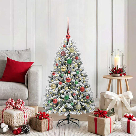 Vidaxl kunstkerstboom met 150 led groen en wit 120 cm pvc en metaal