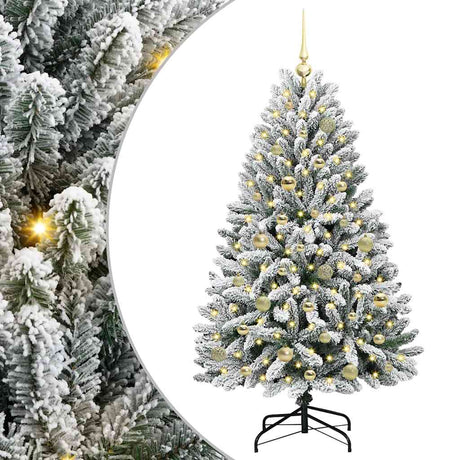 Vidaxl kunstkerstboom met 150 led groen en wit 150 cm pvc en metaal