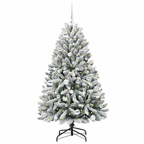 Vidaxl kunstkerstboom met 150 led groen en wit 150 cm pvc en metaal