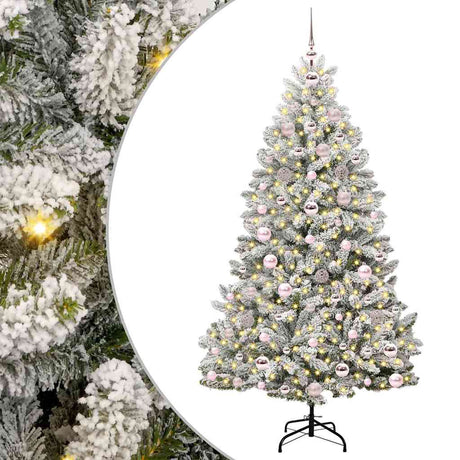 Vidaxl kunstkerstboom met 300 led groen en wit 180 cm pvc en metaal