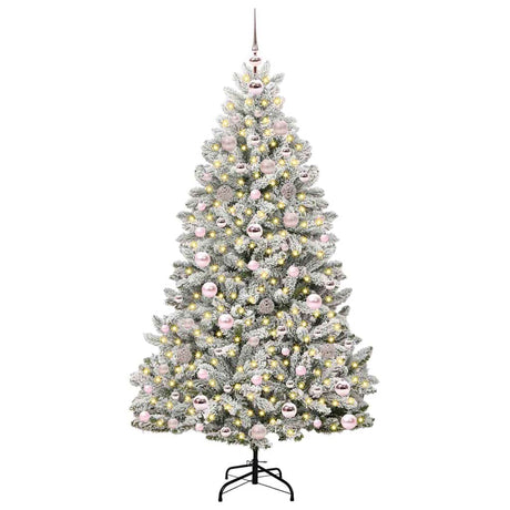 Vidaxl kunstkerstboom met 300 led groen en wit 180 cm pvc en metaal