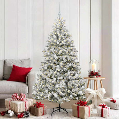 Vidaxl kunstkerstboom met 300 led groen en wit 180 cm pvc en metaal