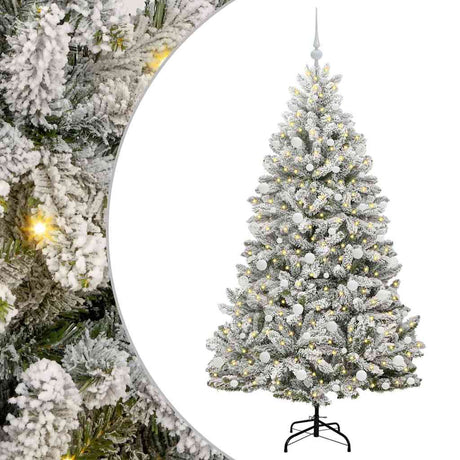 Vidaxl kunstkerstboom met 300 led groen en wit 180 cm pvc en metaal