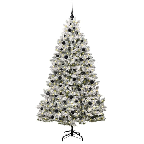Vidaxl kunstkerstboom met 300 led groen en wit 210 cm pvc en metaal